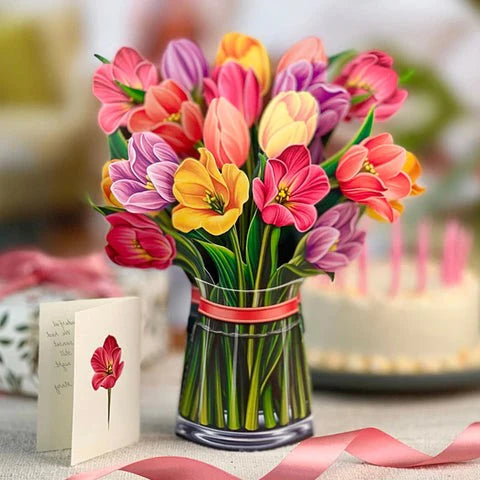 3D Paper Bouquet Card, POP Up Flower Greeting Cards